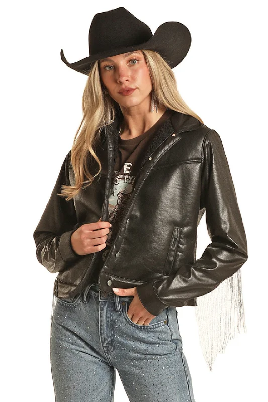 Women's Rock & Roll Cowgirl Sherpa Lined Jacket #BW92D03028