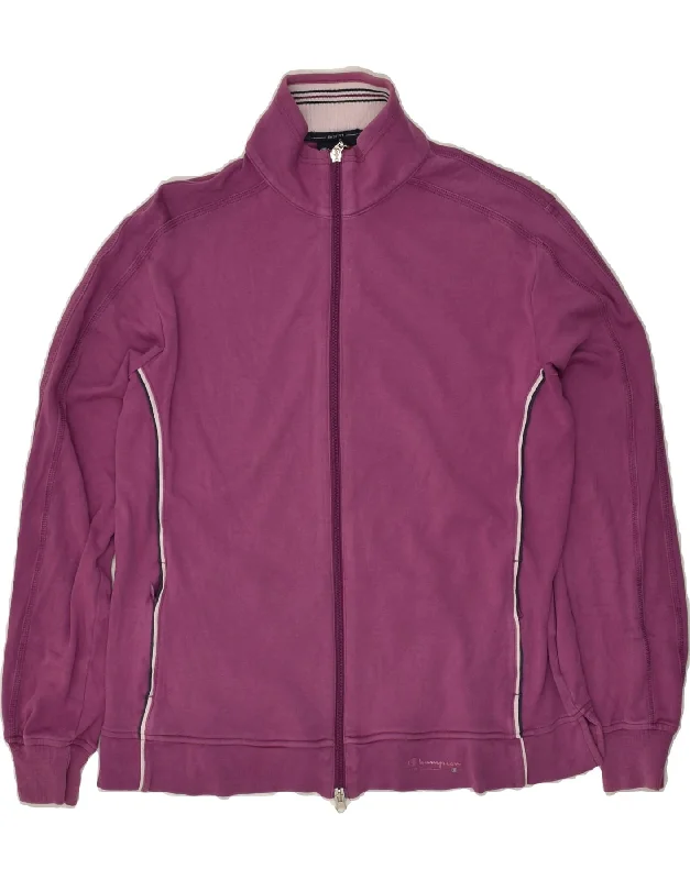 CHAMPION Womens Tracksuit Top Jacket UK 16 Large Purple Cotton