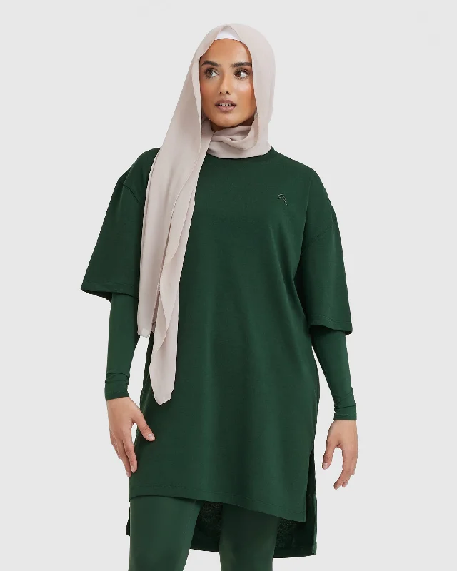 Classic Oversized Longline T-Shirt | Pine Green