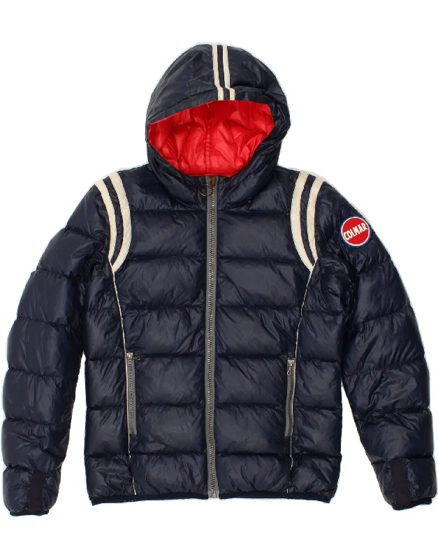 COLMAR Womens Hooded Padded Jacket IT 46 Large Navy Blue Polyamide