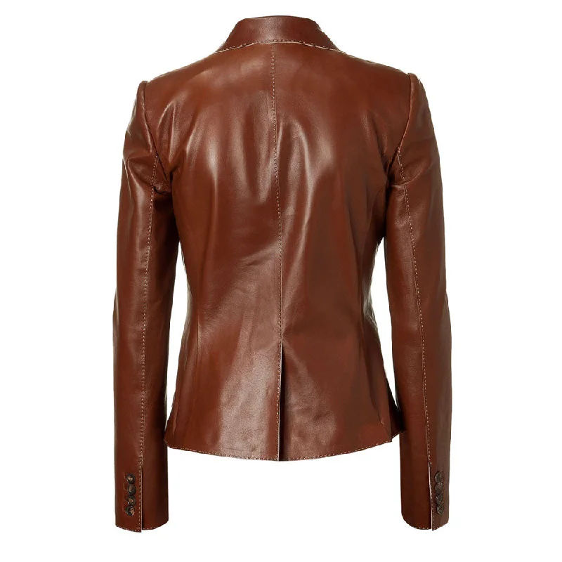 Women’s Dark Cognac Leather Blazer