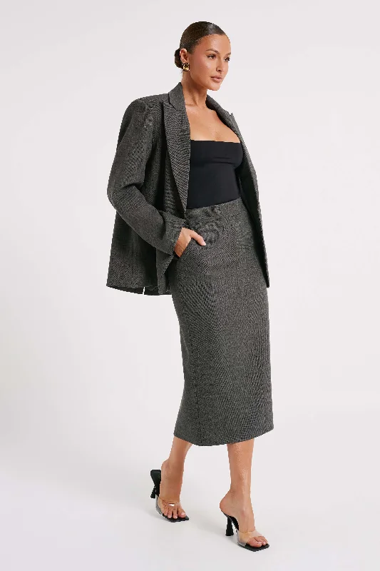 Drew Oversized Textured Blazer - Charcoal