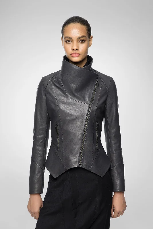 Ella - Anthracite Leather Jacket