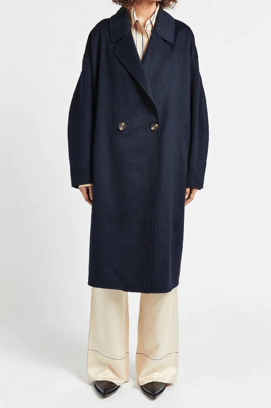 Florentine Cocoon Coat in Navy