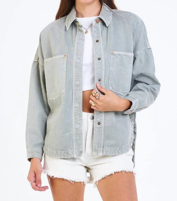 Gina Denim Shirt Jacket In Desert Sage