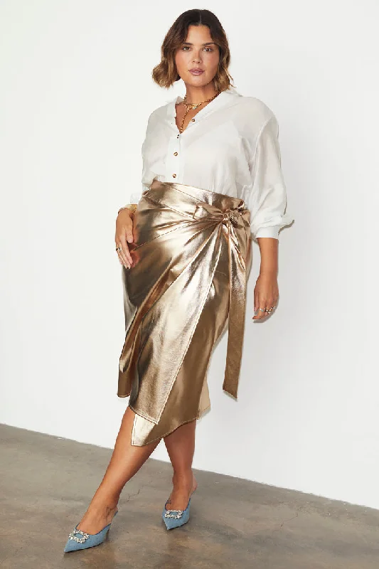 Gold Vegan Leather Jaspre Skirt