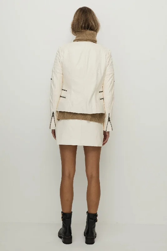 Greenwich Street Motor Jacket Seashell White Leather