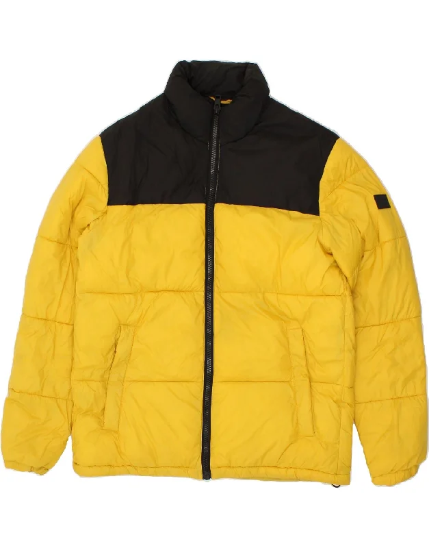 JACK & JONES Womens Padded Jacket UK 14 Medium Yellow Colourblock