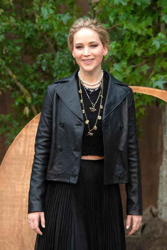 Jennifer Lawrence Black Leather Jacket