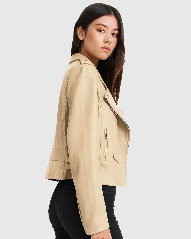 Just Friends Leather Jacket - Sand