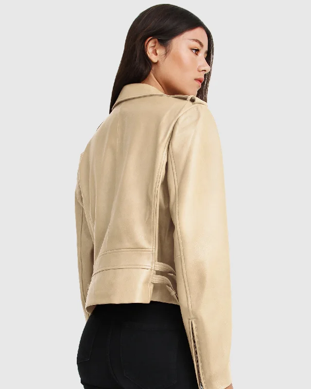 Just Friends Leather Jacket - Sand