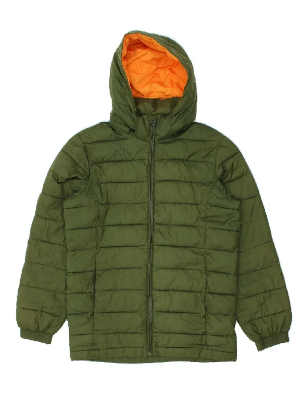 KAPPA Womens Hooded Padded Jacket UK 10 Small Green Polyester