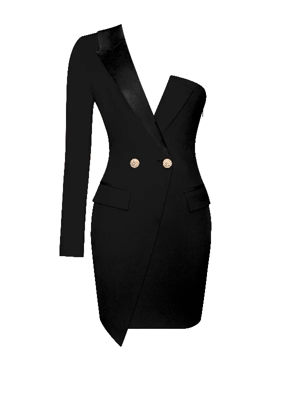 Keep One Up Black Crepe Tuxedo Blazer Dress