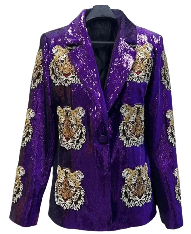 Kim Mulkey Purple Sequin Blazer