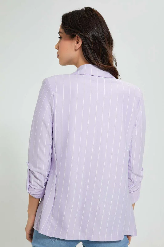 Lilac Stripe Rolled Up Sleeve Jacket