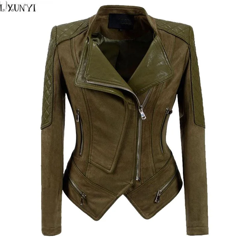 LXUNYI Korean Leather jacket Female