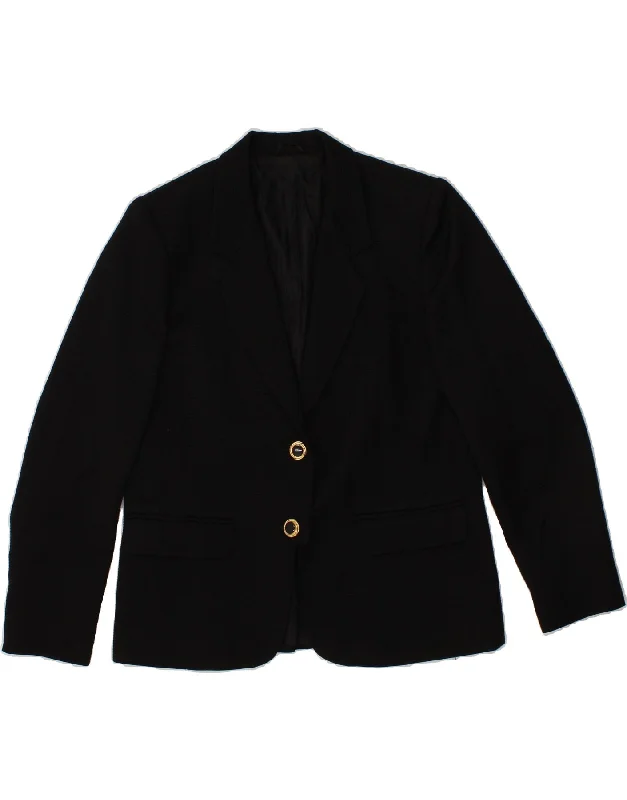 MARINA RINALDI Womens 2 Button Blazer Jacket Size 21 Small Black Cupro