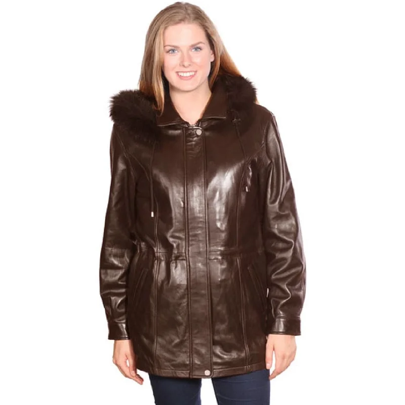 Mason & Cooper Women's Belle Lamb with Fox Fur Trim Parka Coat