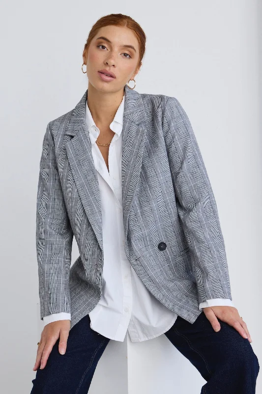 Mason Light Grey Check Boyfriend Blazer