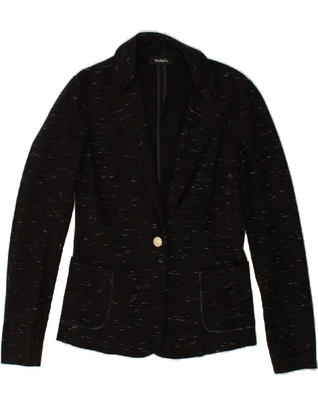 MAX & CO. Womens 1 Button Blazer Jacket UK 10 Small Black Flecked Viscose