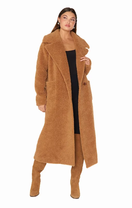 Melrose Teddy Jacket ~ Camel Faux Sherpa