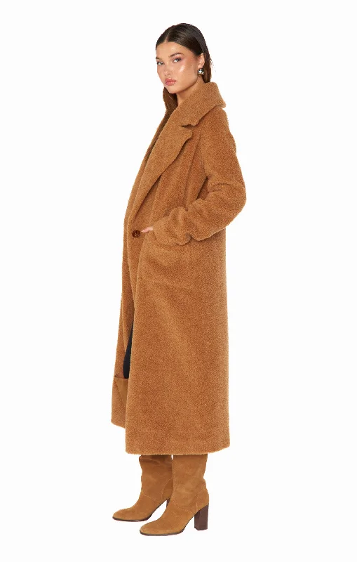 Melrose Teddy Jacket ~ Camel Faux Sherpa