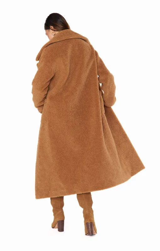 Melrose Teddy Jacket ~ Camel Faux Sherpa