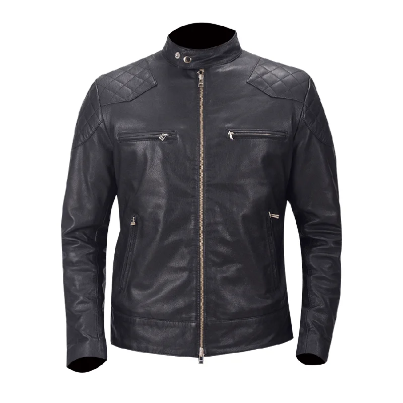 Men's Gatsby Black Leather Biker Jacket