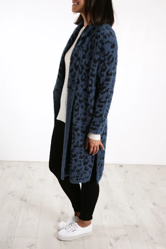 Mia Cardigan Teal Ocelot