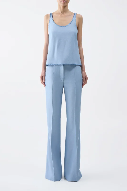 Muriel Tank Top in Stone Blue Silk Virgin Wool