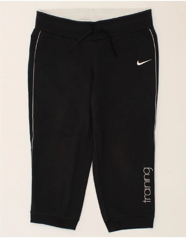 NIKE Womens Dri Fit Capri Tracksuit Trousers Joggers UK 8/10 Small Black