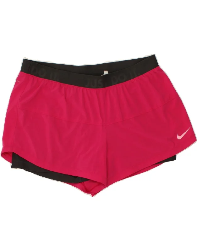 NIKE Womens Dri Fit Graphic Sport Shorts UK 18 XL Pink