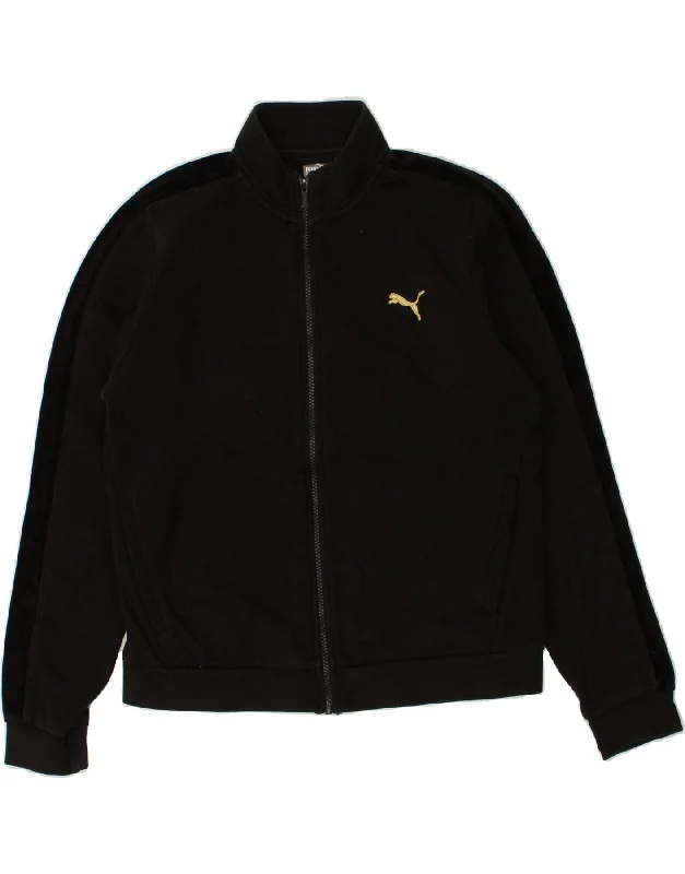 PUMA Womens Graphic Tracksuit Top Jacket UK 16 Large Black