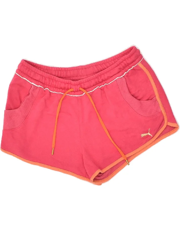 PUMA Womens Sport Shorts UK 10 Small Pink Cotton