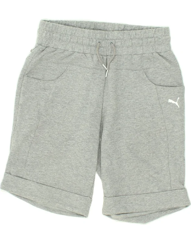 PUMA Womens Sport Shorts UK 8 Small Grey Cotton