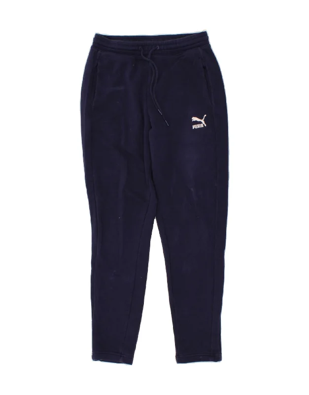 PUMA Womens Tracksuit Trousers UK 10 Small Navy Blue Cotton