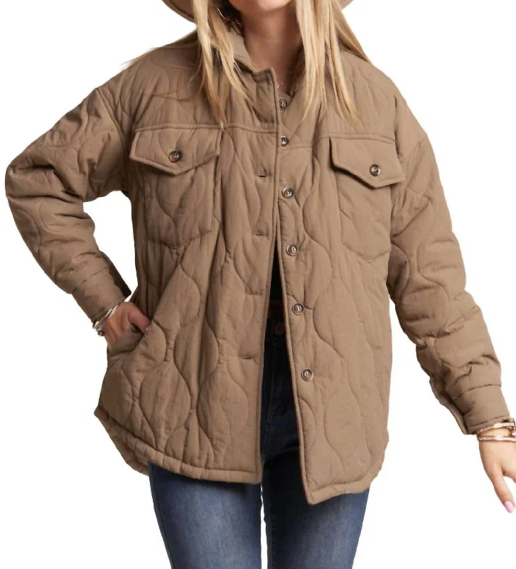 Quilted Jacket In Brown