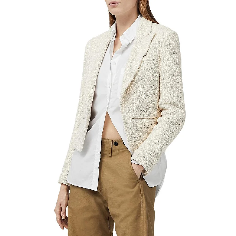 Rag & Bone Womens Elle Cotton Tweed Cropped Open-Front Blazer