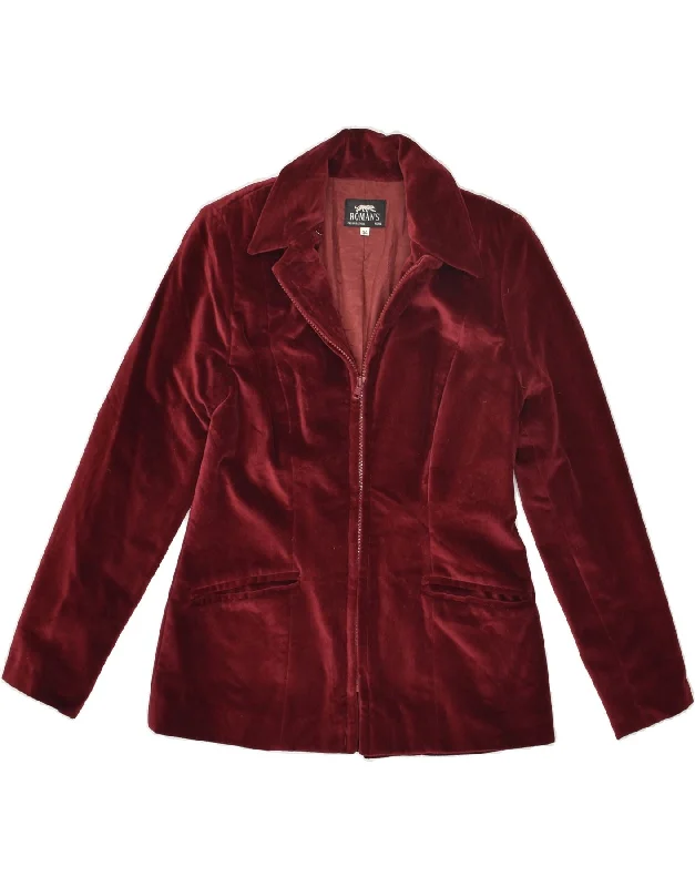 ROMAN'S Womens Full Zip Blazer Jacket IT 44 Medium Maroon Polyester