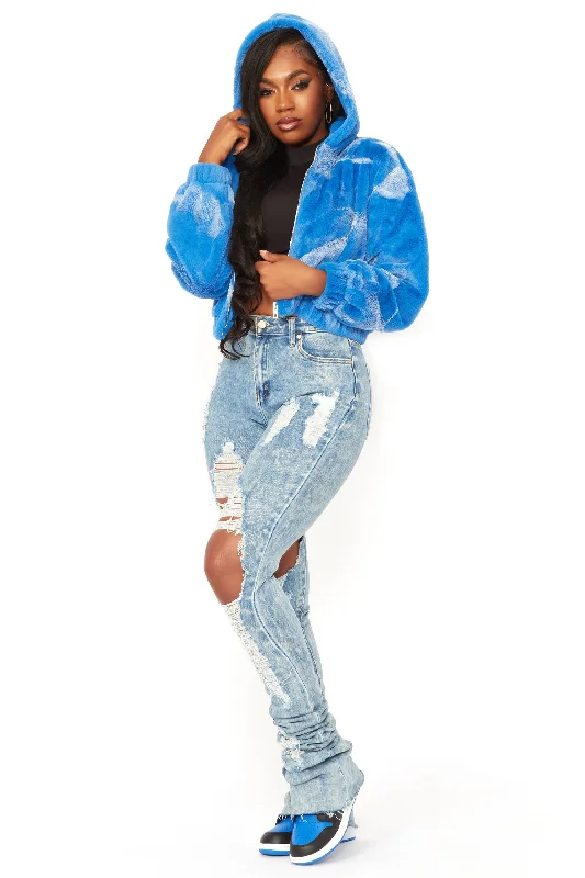 Charise Blue Fur Jacket