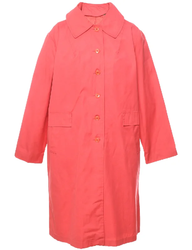 Single Breasted Salmon Pink Classic Trench Coat - L