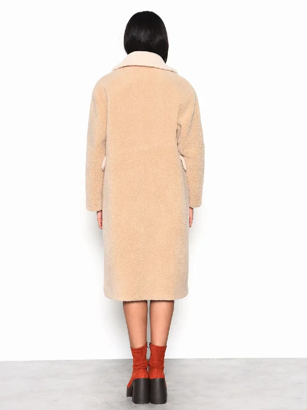 Glamorous Stone Cream Fur Longline Coat