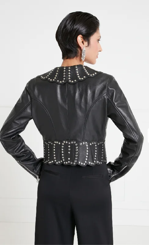 Texas Leather Studded Jacket - Black