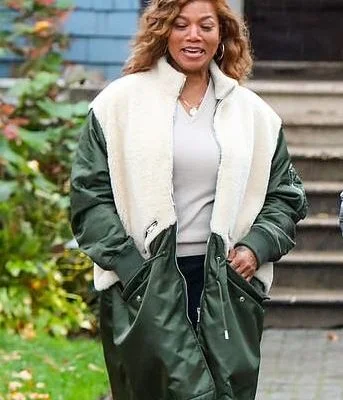 The Equalizer Queen Latifah Green & White Coat