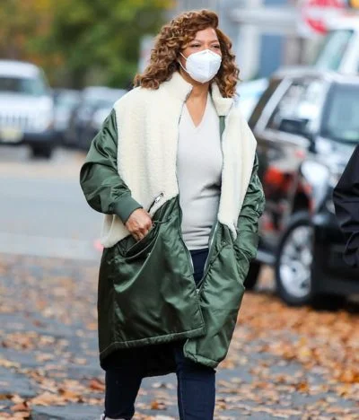 The Equalizer Queen Latifah Green & White Coat