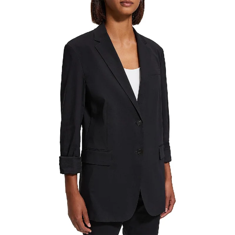 Theory Womens Cuff Sleeve Boyfriend Fit Two-Button Blazer