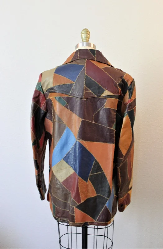 Vintage 60s 1970s Patchwork Leather Jacket Coat the Tannery