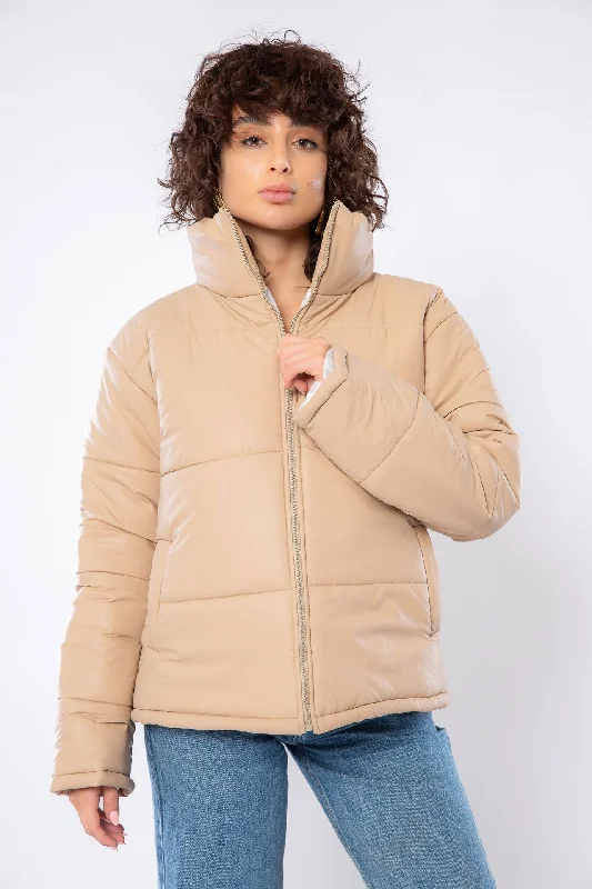 Waterproof Zipper Puffed Jacket - Leocansa