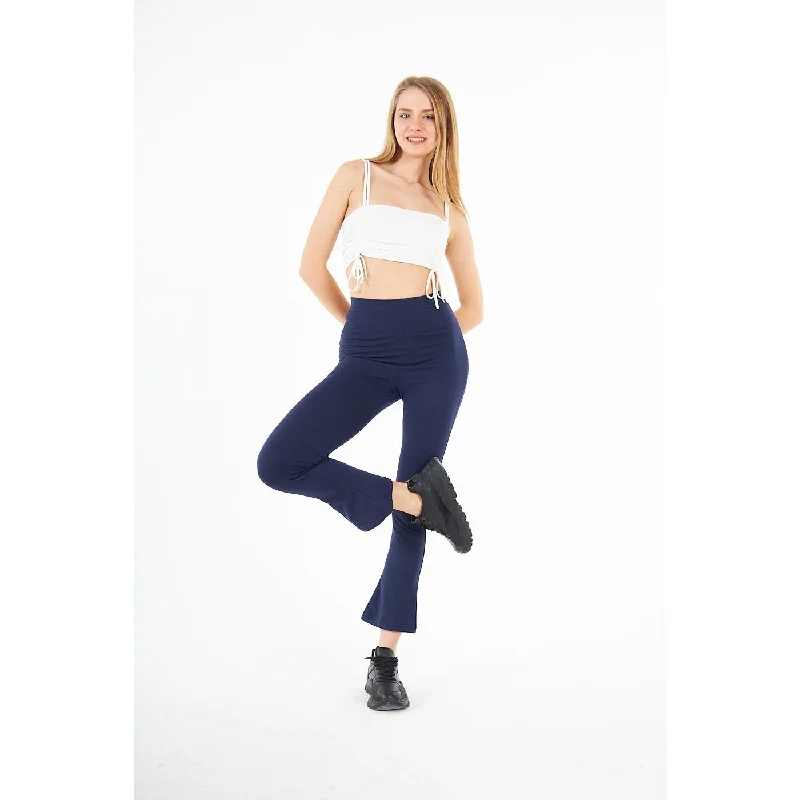 Navy Boot-Cut Leggings