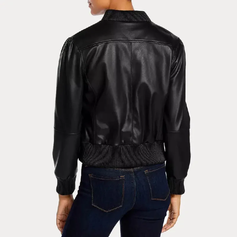 Women’s Black Bomber Real Leather Jacket